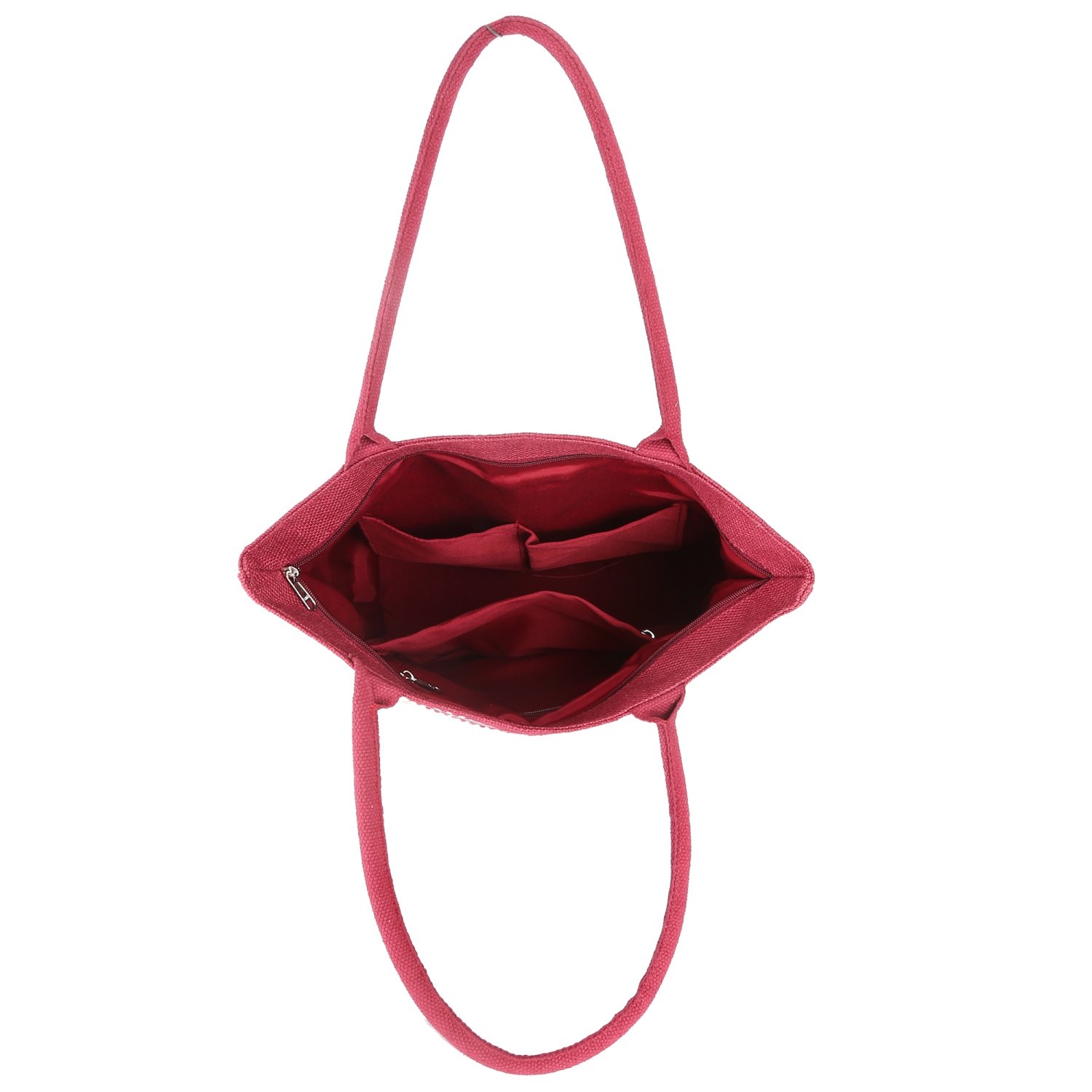 ecotara rangoli designer jute tote bag-maroon