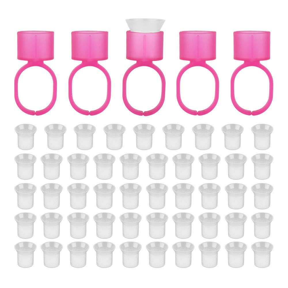 ATOMUS 50 Pieces Tattoo Ink Ring Cups Tattoo Ink Ring Cups Plastic Disposable Pigment Rings Cups With Sponge For Microblading Only Sponge Holders