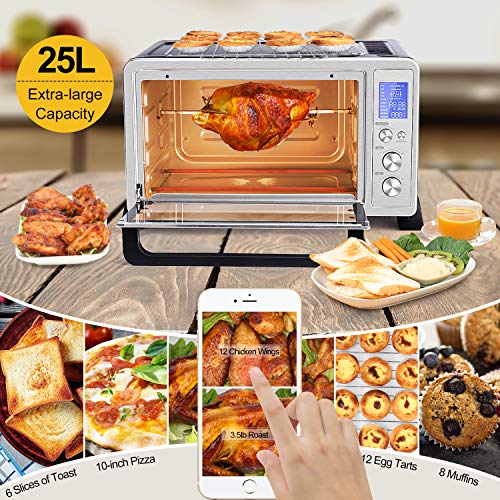 Vestaware Convection Toaster Oven, 27QT Smart Countertop Oven with 10 Presets, Toast Pizza Rotisserie Bake Broil, Digital LCD Display, 6 Accessories Included, Stainless Steel, 1500W - Thumbnail 4