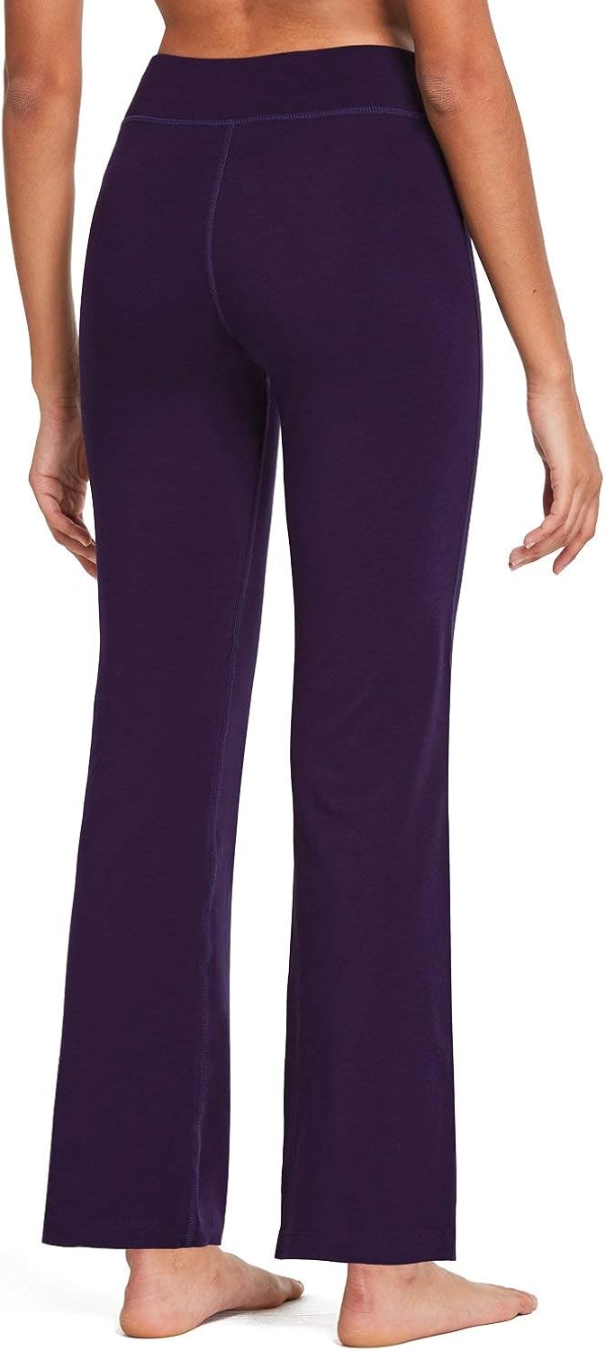 BALEAF Women's Bootcut Regular/Tall High Waisted Yoga Pants Bootleg Jazz Cotton Pants : Clothing