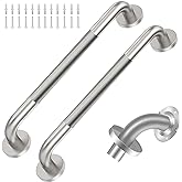 2 Pack Shower Grab Bar with Knurled Anti-Slip Grip 18 Inch ADA Compliant 500lbs Supporting with Concealed Screws 304 Stainless Steel Brushed Nickel Handicap Bars for Bathroom