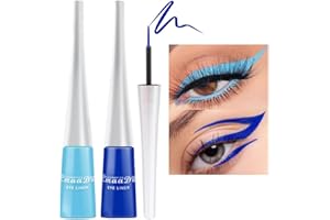 evpct 2Pcs Light Baby Bright Royal Sky Navy Cobalt Blue Liquid Eyeliner Set Waterproof Blue Liquid Eye Liners Pencils Waterproof Smudge proof Stamps Eyeliner delineador de ojos contra el agua 03&12