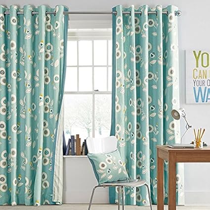 Next Retro Floral Curtains Eyelet Fully Lined 90x90 Inches