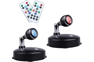 LEASTYLE Wireless Spotlight Indoor,Battery Operated Grow Light for Plants with Remote, LED Cordless Dimmable Picture Lights for Wall Paintings Artwork Display(2 Pack)