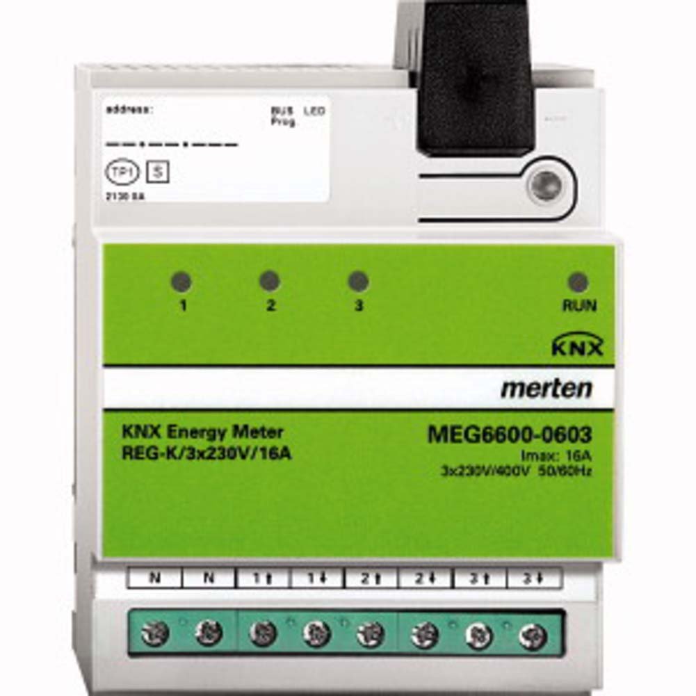 Merten KNX REG Energy Meter with 4 3 x 230 V/16 A, Grey, MEG6600 0603