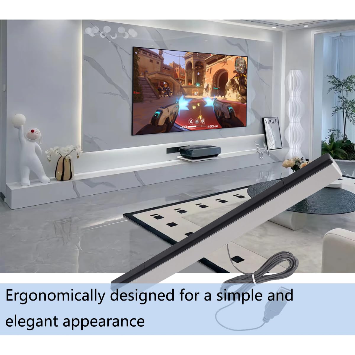 EQINI USB Sensor Bar for Wii, Replacement USB Wired Infrared Ray Sensor Bar for Wii, Wii U, and PC, includes Stand.