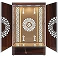 Sharvgun Wooden Temple Brown LED Light for Home and Office|Home Temple|Puja Mandir|Wall Hanging & Table Top Home Mandir Designer Mandir for Home/Mandir with Doors (18 * 12 * 10)
