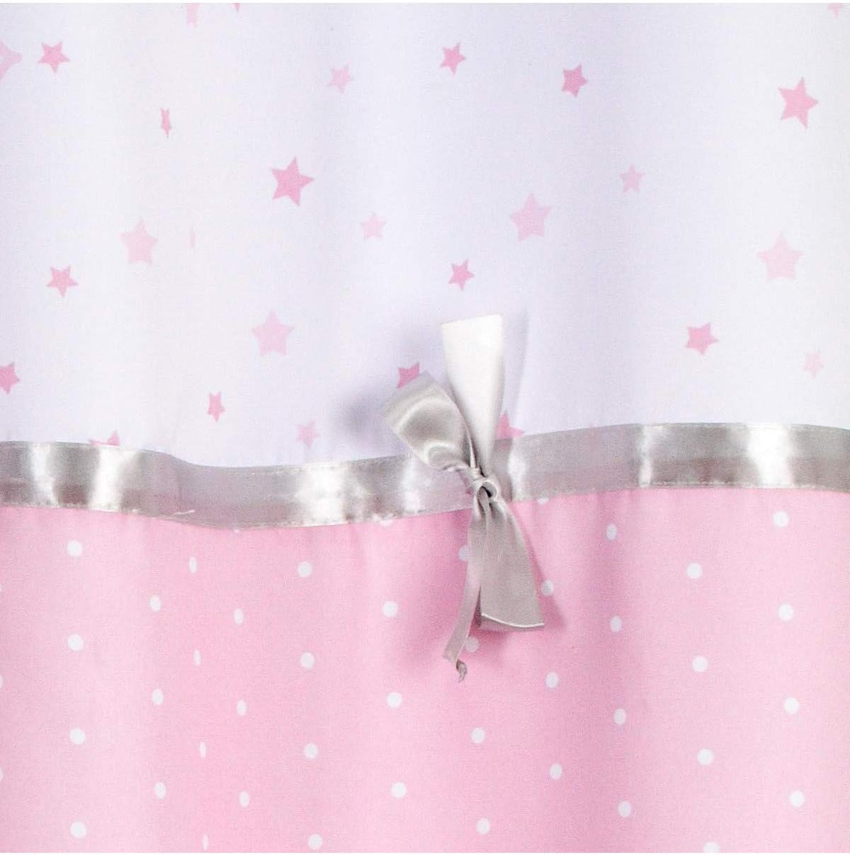 ATMOSPHERA CREATEUR D'INTERIEUR 126994A Princess Satin Curtain with Embroidered Bow Pink and White, W 55.1" x L 102.4" (1 Panels) - Image 5