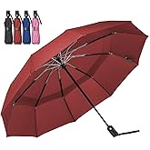 LANBRELLA Umbrella Windproof Travel Umbrella, Vented Folding Umbrella, Compact Double Canopy Auto Open Close 10 ribs - D2.2 Burgundy