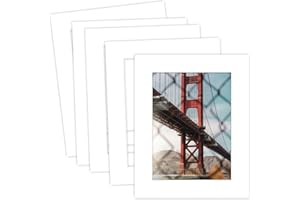 MBC Mat Board Center, 5 Pack 8x10 for 6x8 White Picture Mats Frame Mattes, Bevel Cut, Acid Free, 4-ply Thickness