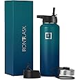 IRON °FLASK Camping & Hiking Hydration Flask with 3 Lids - Stainless Steel, Double Walled & Vacuum Insulated Water Bottle - Leak Proof & BPA Free (Dark Night, Straw - 18 oz)