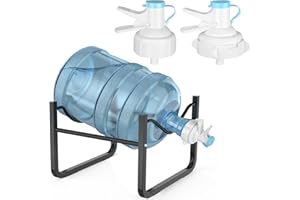 HAVEDAWN 3-5 Gallon Water Jug Stand and 2 Dispenser Valves, Rust-Resistant Non Slip Water Stand with BPA Free Fast Flow Water Spout Fits Both 52mm and 55mm Bottles, 2 CAPS Included