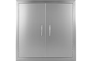 BBQ Future Outdoor Kitchen Access Doors 24W x 24H, Grill Double Door Brushed Stainless Steel Storage Cabinet for Grilling Station & BBQ Island