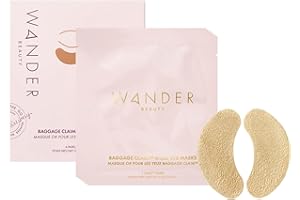 Wander Beauty Baggage Claim – Gold Foil Under Eye Patches For Dark Circles and Puffiness – Under Eye Mask Depuffs & Firms – Brightening Eye Mask for Under Eye Bags (6 Pairs)