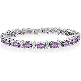 Gem Stone King 20.00 Ct Gorgeous Oval and Round 7 Inch Sparkling Cubic Zirconia CZ Tennis Bracelet For Women