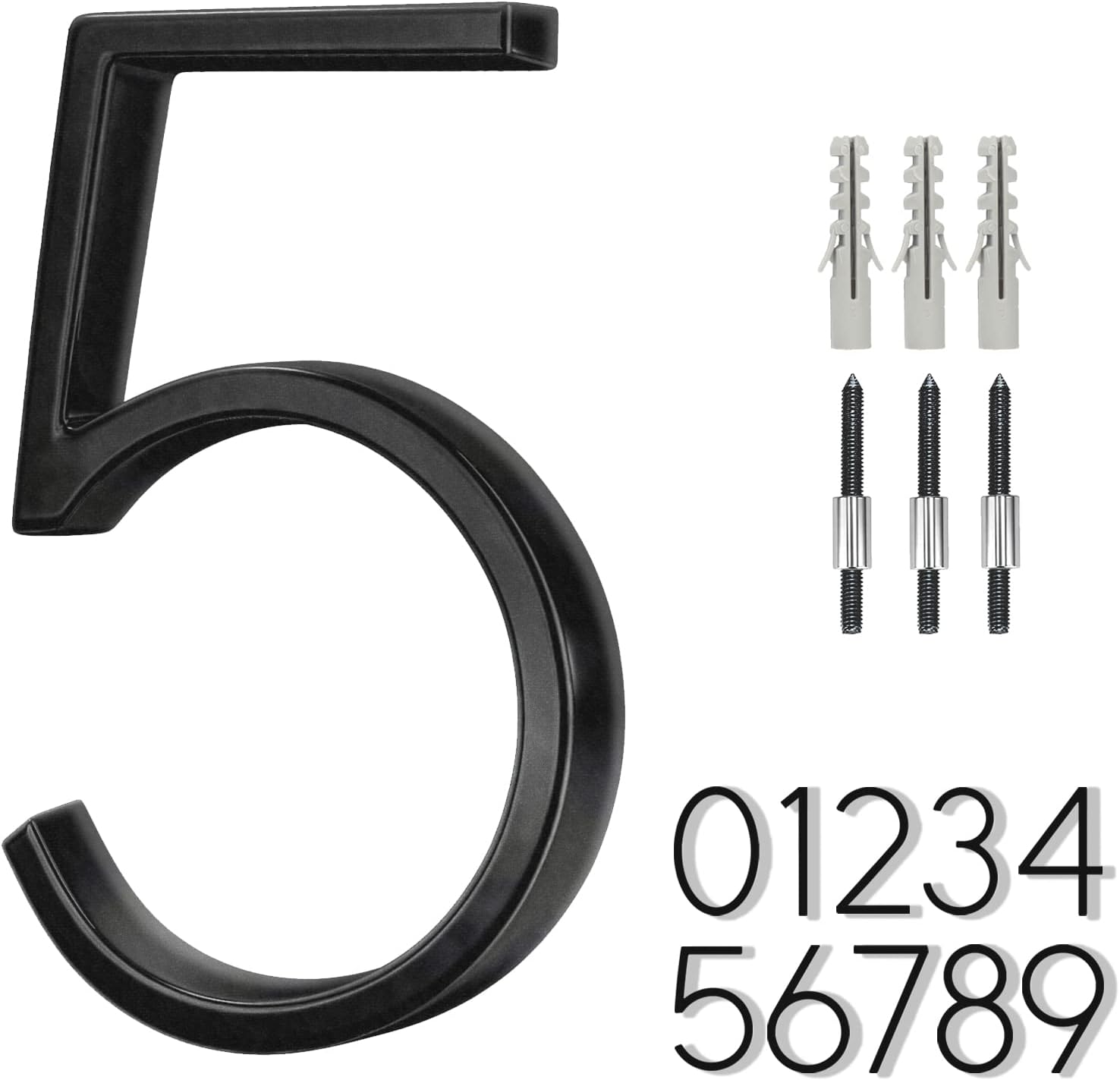Address Signs - 6 inch Stainless Steel Floating House Number, Metal Modern House Numbers, for Outdoor Mailbox Yard Home Wall DoorGarage Gate with Nail Kit, Coated Black, 911 Visibility Signage