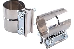 TOYANDONA ESPEEDER 2.0" Lap Joint Band Clamp Exhaust Clamps Pipe Parts Stainless Steel 2Pcs