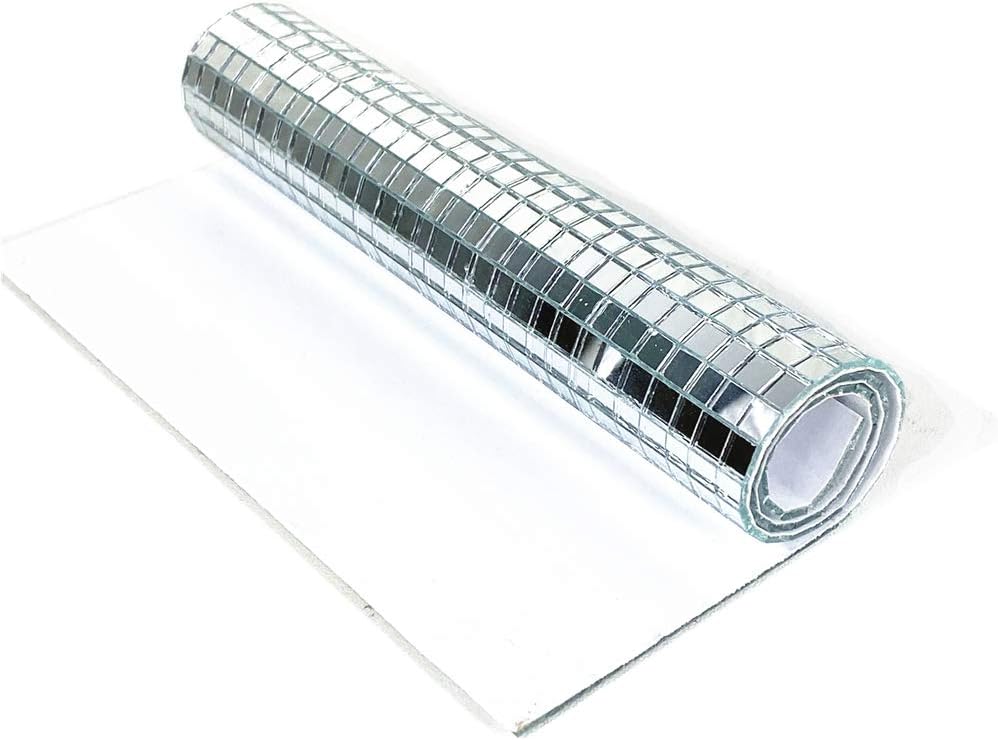 2400pcs Self-Adhesive Craft Mirrors Mosaic Tiles Mini Silver Square Glass Sticker for DIY Decoration,5mm by 5mm