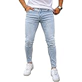 GINGTTO Skinny Jeans Men Stretch Tapered Leg Slim Fit Elastic Waist