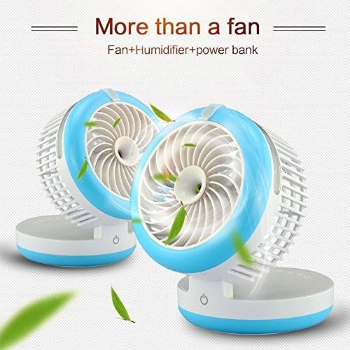 Tianke USB Misting Fan, Cooling Fan with Power Bank with Beauty Humidifier, 3 in 1 Handheld Misting Fan for Home Outdoor and Office (Blue)
