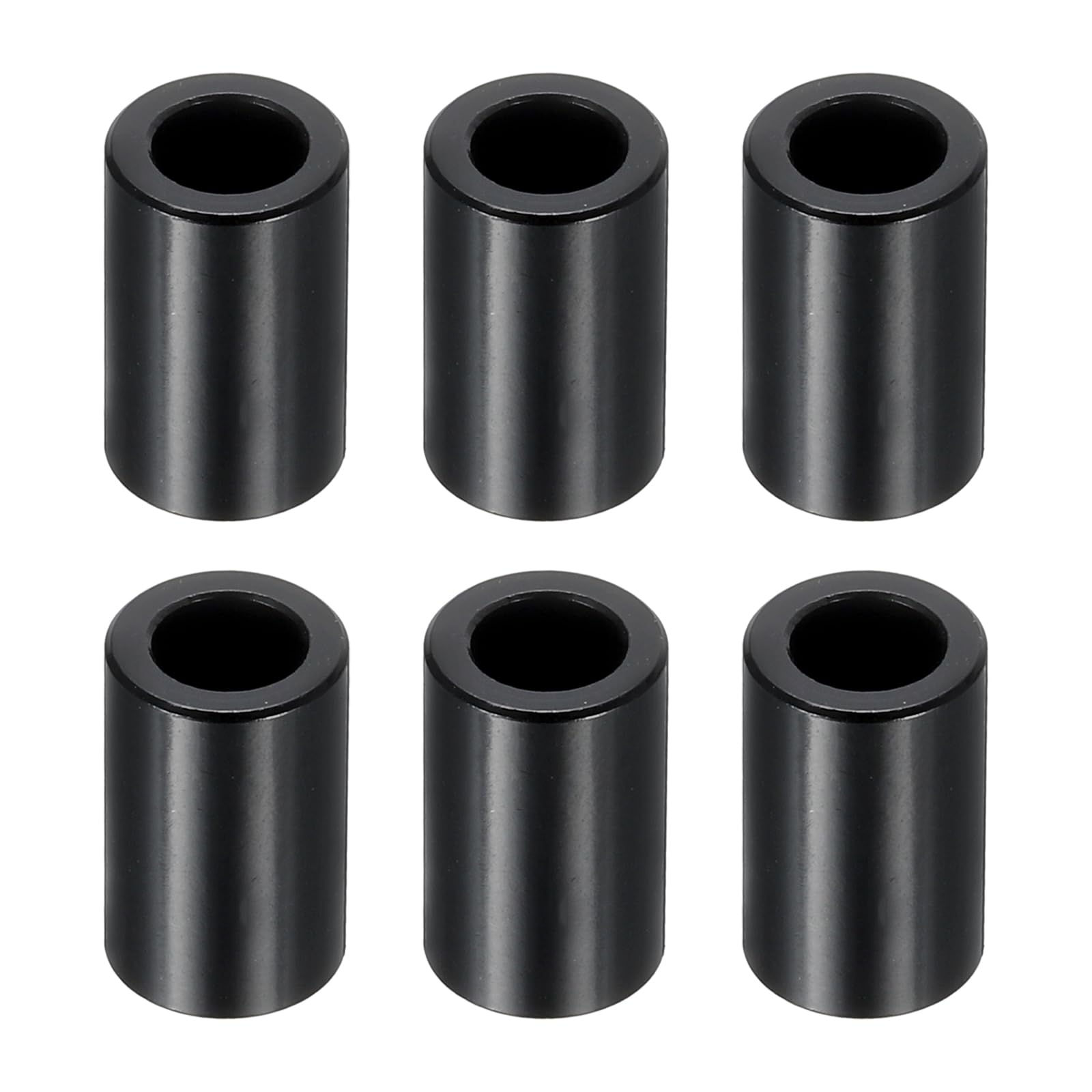 PATIKIL M6 Aluminum Spacers, 6 Pcs Metal Spacers Aluminum 6.2mm ID x 10mm OD x 16mm L Aluminum Spacer Screw Standoff Round for 1/4" or M6 Screw Bolts,Black