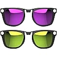 HIBLOKS 2Pcs Polarized Clip for Ray-Ban Meta Wayfarer Smart Glasses, Discoloration Clips for Ray-Ban Meta Wayfarer Standard RW4006 (Size M 50-22) Protect Your Eyes, Cool and Fashion (Yellow, Purple)