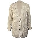 OgLuxe Women's Ladies Long Sleeve Pocket Cable Knit Chunky Cardigan Size 6-24 (XXL/XXXL (UK 24-26 EU 52-54 US 20-22), Stone)