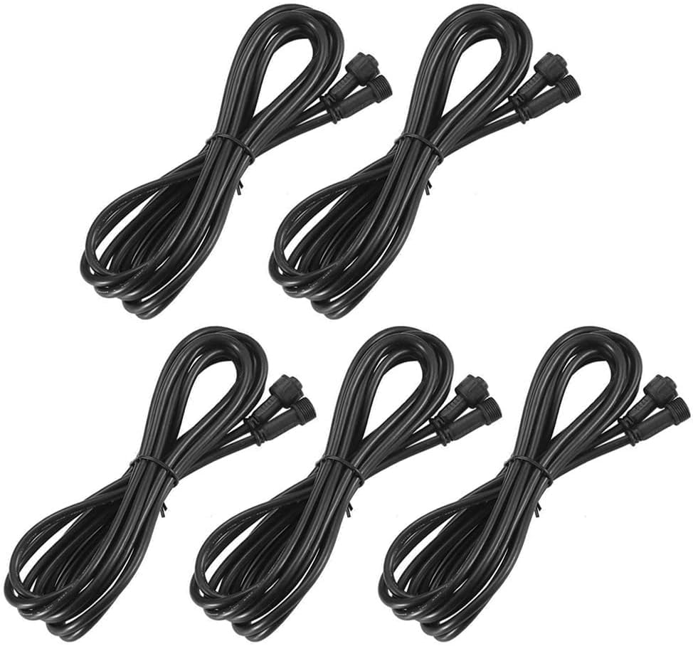 INDARUN 5 pcs 2 pins 1m Extension Cord for Outdoor led decking Light for Warm White/Cool White