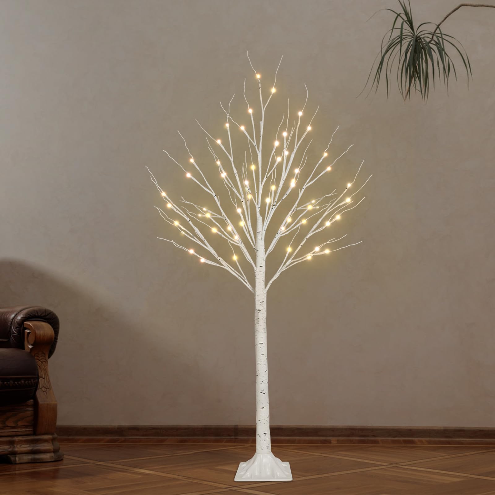 Photo 1 of 1-Pack 4FT Lighted Birch Tree (Higher & Floor Standing), Birch Christmas Tree for Indoor & Outdoor, Warm White 96 LED Birch Tree Lights for Outdoor Christmas Decorations Indoor Home Thanksgiving