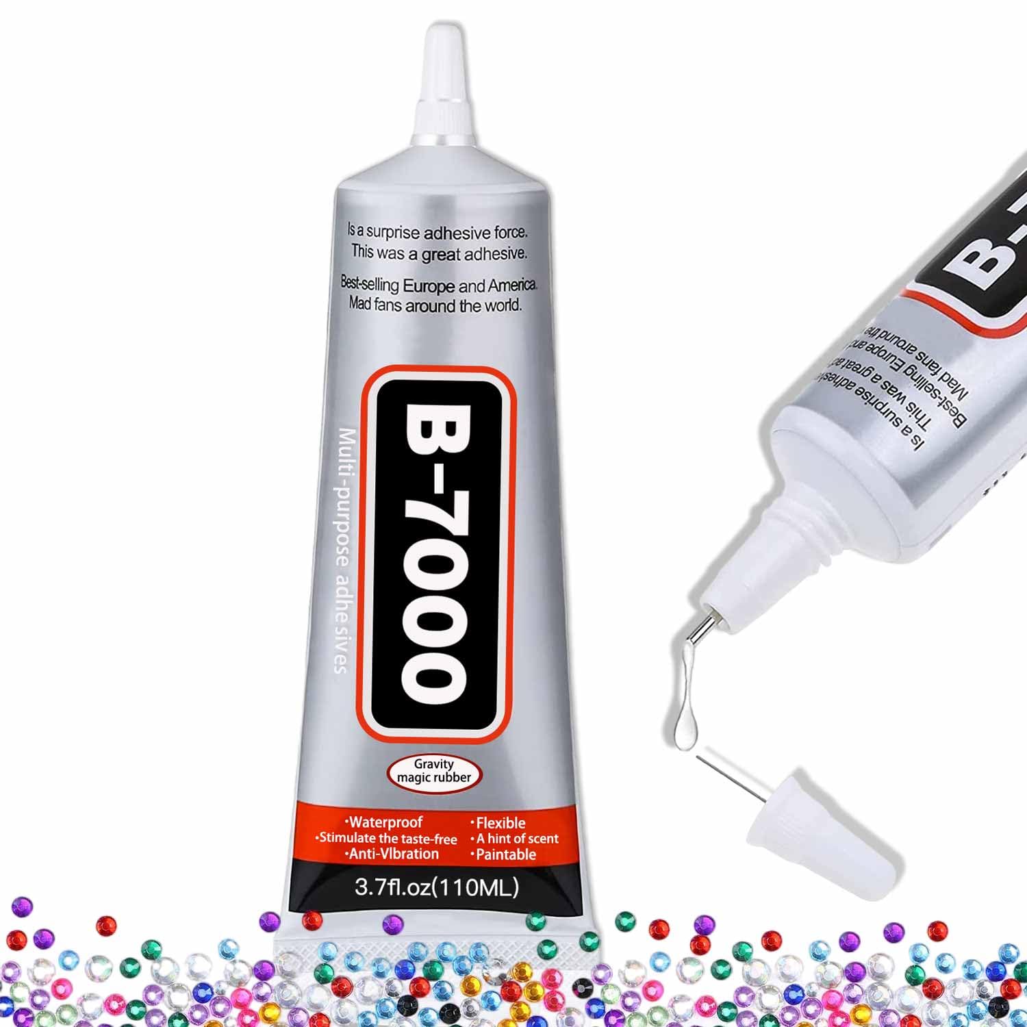 B-7000 Craft Glue for Jewelry Making - 110ml/3.7oz (1 Pack) - Multi-Function B-7000 Super Adhesive Glues Liquid Fusion Glue for Rhinestones Crafts, Clothes Shoes, Fabric, Jewelry Making, Cell Phones