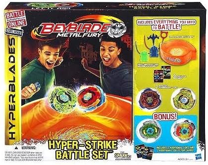 Beyblades Metal Fury Hyperblades Hyper-Strike Battle Set [with 2 Bonus Tops & Cards]