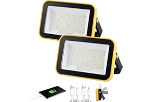 AUMIO 40W Rechargeable Work Light with Tripod Hole, 2400LM LED Work Light Battery Powered, Waterproof Portable Work Light Cordless Job Site Lighting 180° Rotate for Garage Camping Car Repairing 2 Pack