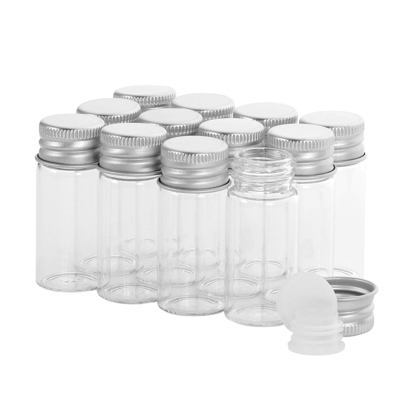 Photo 1 of 10ml Glass Vials with Screw Caps and Plastic Stoppers, Small Clear Liquid Sample Vial, Leak-Proof Vial, 12PCS