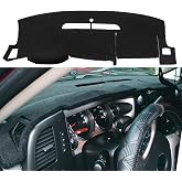 Dash Cover Mat for 2007-2013 Chevy Silverado 1500 LT/WT (07-13 Black) Y74 | Fit 2007-2013 Chevcrolet Silverado 2500HD 3500HD/GMC Sierra 1500 2500HD 3500HD SL/ SLE/ WT, Dashboard Cover Pad Carpet