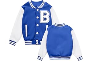 BAICAIYU Kids Baseball Jackets Boys and Girls Varsity Coat Buttons Cardigan Letter Sport Letterman School Jacket