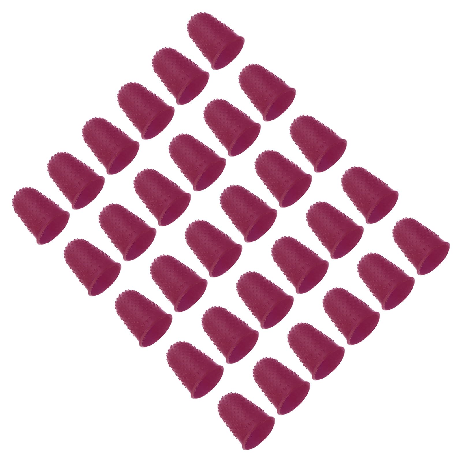 PATIKIL Rubber Finger Tips, 30 Pack Silicone Thumb Fingertip Protector Finger Cots Covers Guard Pads Thimble Grips for Office Counting Sewing, Rose Red XL Size