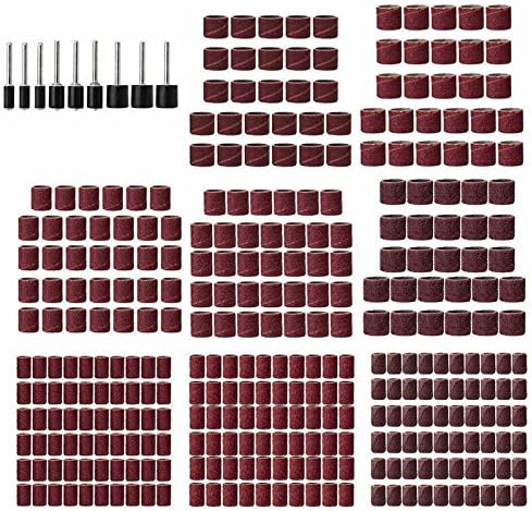 338pcs Drum Sanding Kit Abrasive Sanding Bands 1/2 '' 1/4 '' 3/8" Drill Chuck Sander Tool Set for Sanding Tool