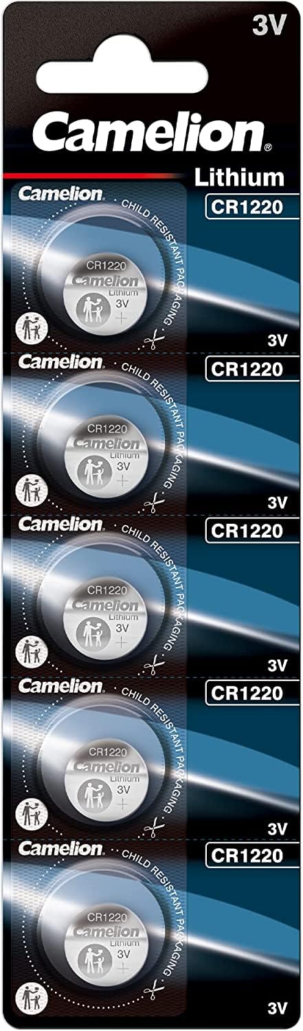 Camelion CR1220 3 V Lithium-Ion Button Cell Battery (Pack of 5)