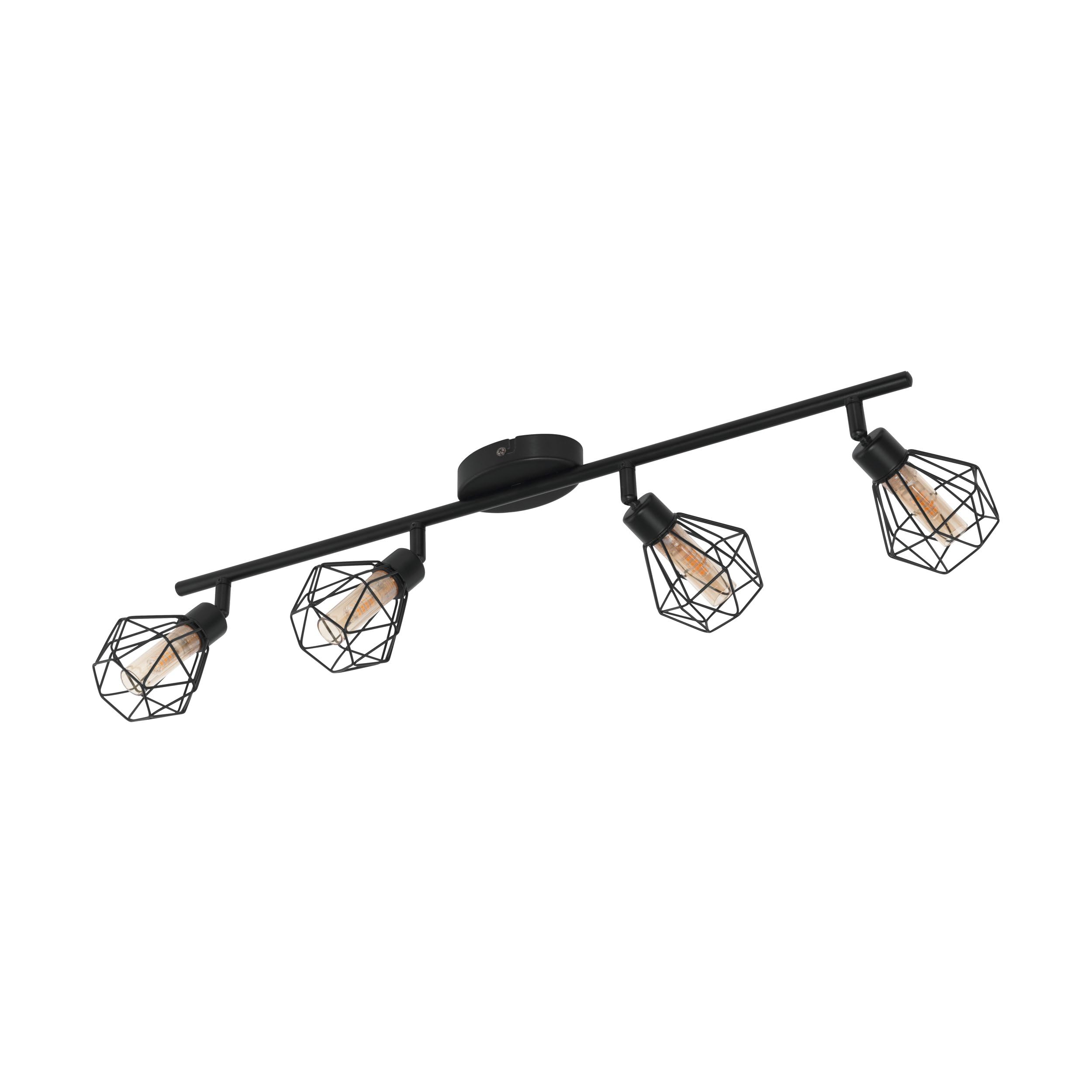 Eglo Ceiling Light Zapata 1, 4-Light Vintage Ceiling Lamp in Retro Style, Steel Ceiling Spotlight, Colour: Black, Glass: Amber, Socket: G9 — image 1