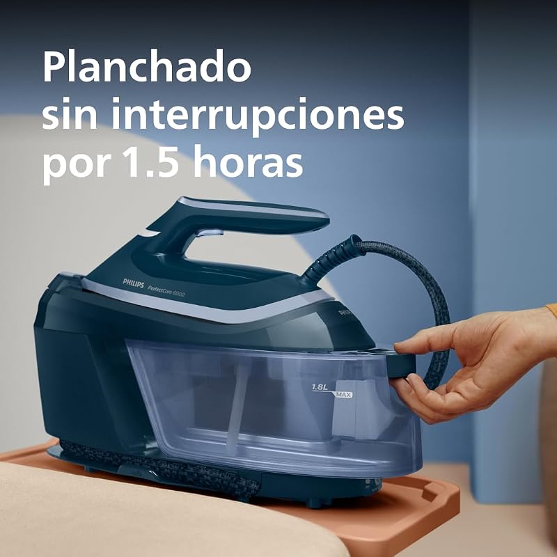 Centro de engomar PerfectCare Series 6000, vapor potente, garantia sem queimaduras, design compacto, depósito de água removível de 1,8L, sola SteamGlide Plus (PSG6023/20)