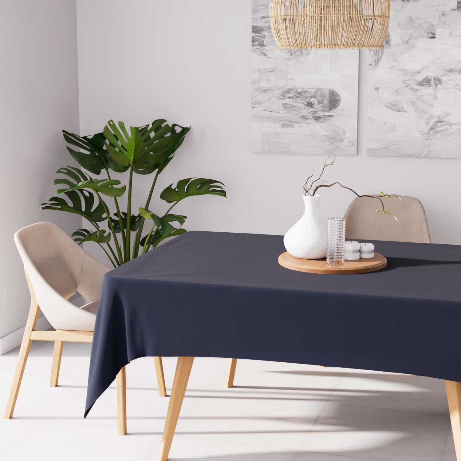Soleil d'ocre Alix Rectangular Stain-Resistant Tablecloth 160 x 270 cm Marine by Soleil d'Ochre, Polyester