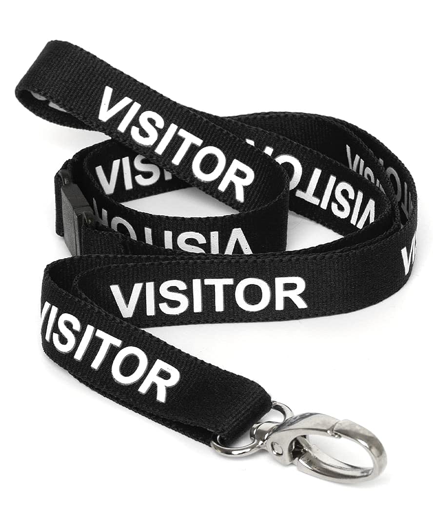 CKB LTD Visitor LANYARDS Breakaway Safety Lanyard Neck Strap Swivel Metal Clip for ID Card Holder - Pull Quick Release Design (Black, Pack of 10)
