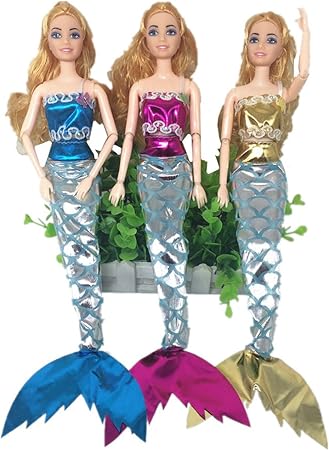 Juguetes para niños Navidad regalo Sea Princess ropa sirena disfraz Bra \u0026 Robe con vara mágica para muñecas Barbie 11 inches, bleu + rouge + jaune(include doll), 3pcs: Amazon.es: Hogar