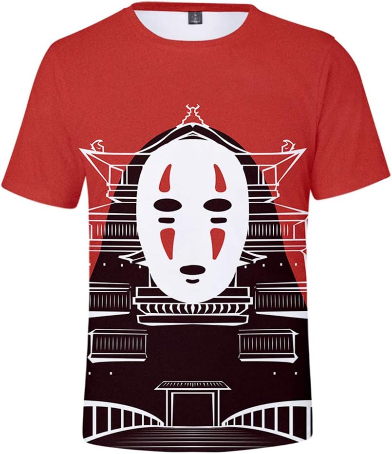 AMOMA Unisex Hayao Miyazaki Anime Spirited Away Printed T-Shirt Studio Ghibli Art Tops Tees