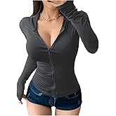 RoseSeek Women's Hooded Zip Up Workout Jacket Athletic Yoga Tops Slim Fit Long Sleeve Lightweight T Shirts