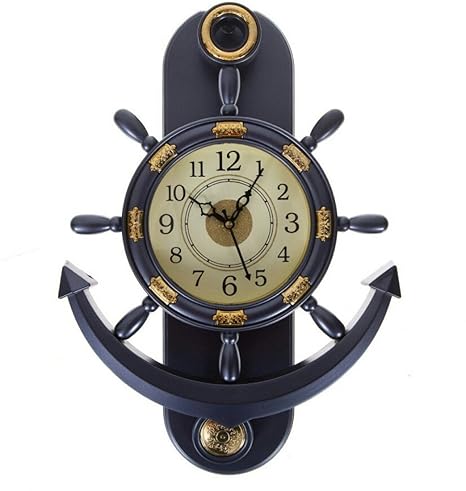 eCraftIndia Decorative Retro Anchor Blue Pendulum Wall Clock