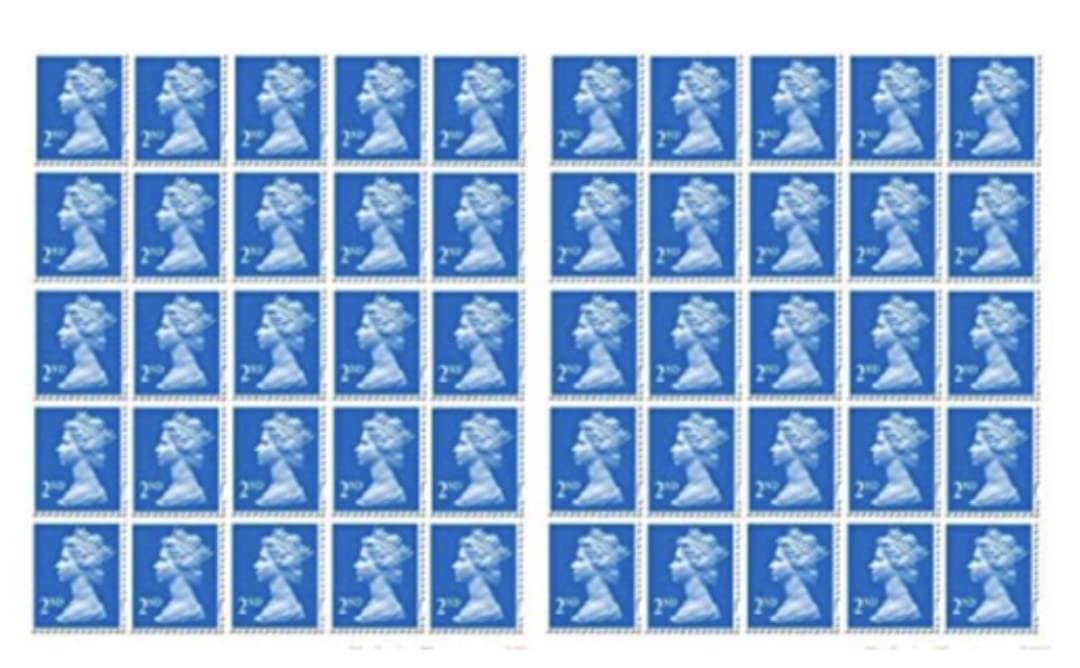 50 x 2nd Class Stamps Royal Mail Post Office