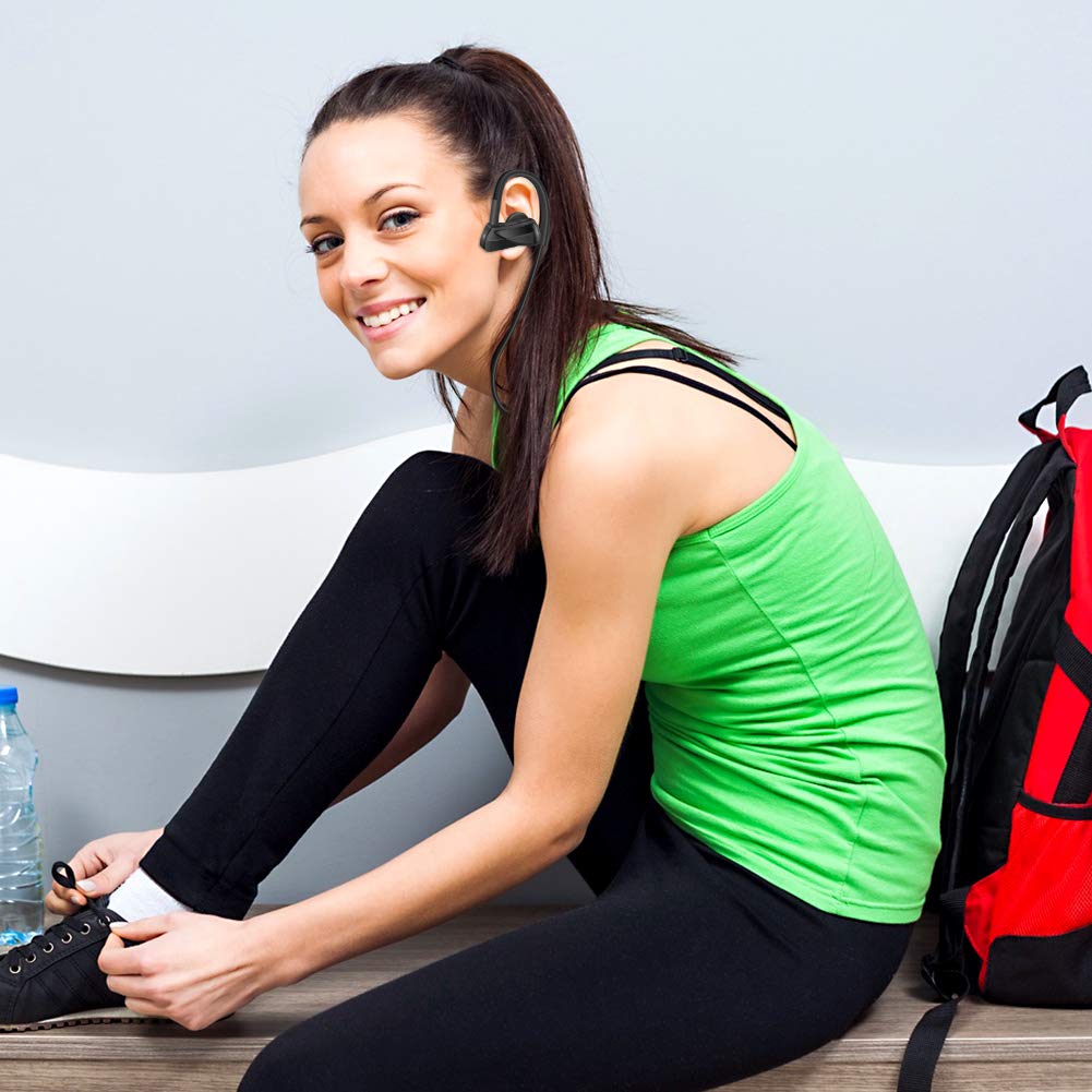 LEVREA Wireless Bluetooth Headphones Waterproof IPX7, Rechargeable HiFi Stereo Earbud Earphones with Mic, Working More Than 6 Hours