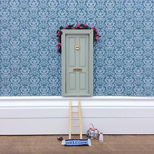 Fairy Door - Magical Little World’s Best Sage Green Fairy Door kit with ladder and fairy door mat for your child’s room - perfect for bringing fun, adventure and magic to your home