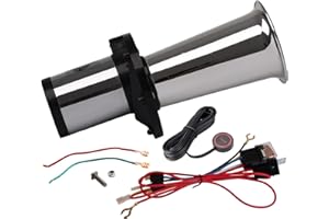 FARBIN 12v OOGA Horn Antique Classic Car Horn with Button Old School Chrome Ahooga Air Horn Vintage Style Fun Horn OOOGAH Sound Car horn (Silver Strange tone horn kit)